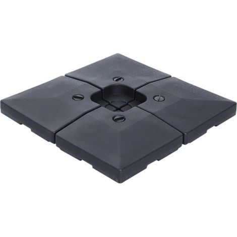 Lot de 4 pied de parasol poids de lestage carré pour parasols déportés dim. par dalle 51L x 51l x 12H cm polyéthylène - A remplir d'eau jusqu'à 80 kg ou de sable jusqu'à 120 kg - noir