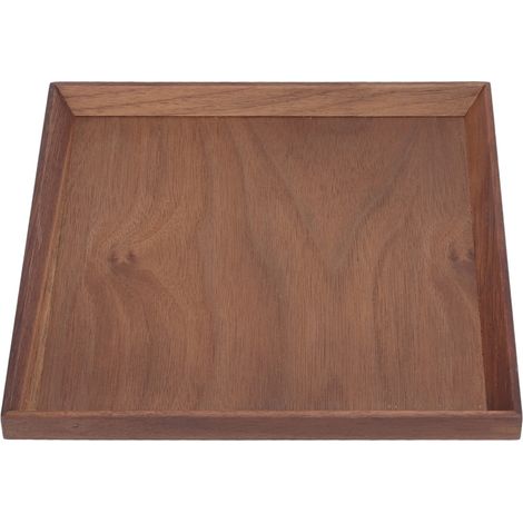 Plateau en noyer noir, style simple et élégant, pour servir thé, fruits, fromage, vin ou repas. Format carré moyen. (1/5)