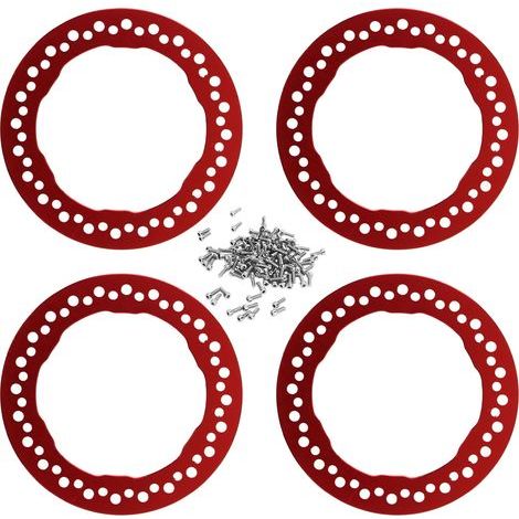 4 bagues de verrouillage de jante en alliage d'aluminium 1,9 pouces, remplacement rouge pour roues Traxxas 1/10 RC voiture (1/5)