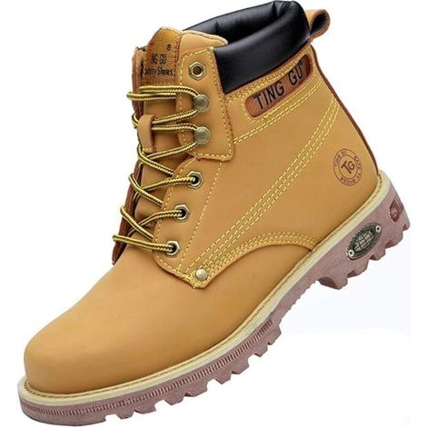 Bottes de sécurité à embout d'acier pour hommes et femmes, chaussures de travail, imperméables, en cuir, indestructibles, protègent les bottines de travail, pointure 44 EU (1/4)