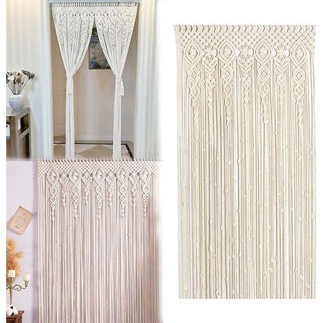Rideau Macramé, Tenture Murale Macramé 100x200 Cm Rideau Boho Tenture Murale Boho Rideaus Porte Rideauxs Bohos DéCoration Murale Maison (1/5)