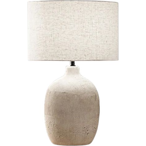 Lampe De Table Perenz En Céramique Beige Avec Abat-Jour Tissu D.35 Cm H55 Cm, 1Xe27 Max 60W, Style Naturel Élégant