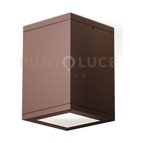 GES1012- PLAFONIERA QUADRATA IN ALLUMINIO COLORE RUGGINE 1 LUCE ATTCCO E27 IP65