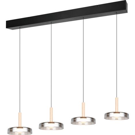 [GEBRAUCHT] B-Ware Trio Lighting Pendelleuchte Hängelampe LED Glas Holz chrom dimmbar 115 cm802 (1/2)