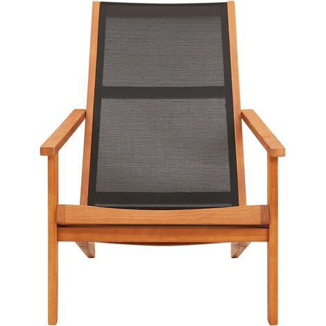Maison Exclusive - Chaise de jardin Noir Bois d'eucalyptus solide et textilène (1/5)