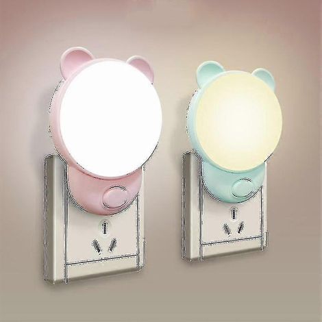Veilleuse pour enfants avec prise électrique et interrupteur (lot de 2), lampe de chevet LED pour chambre de bébé, petite applique murale pour salon, cuisine ou couloir (1/5)
