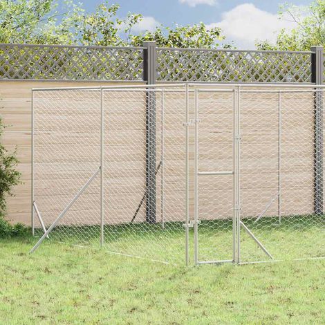 vidaXL Cuccia per Cani da Esterno Argento 4x4x2 m in Acciaio