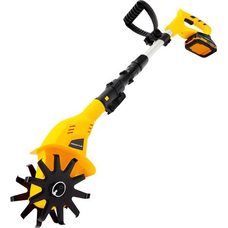 HAUTOUR Motobineuse sans fil - 20 V - 2,0 Ah - Batterie Li-ion - Profondeur de coupe : 25 cm - Largeur de la lame : 10,5 cm - Débroussailleuse de jardin électrique pour souffler, tourner, creuser, dés (1/5)
