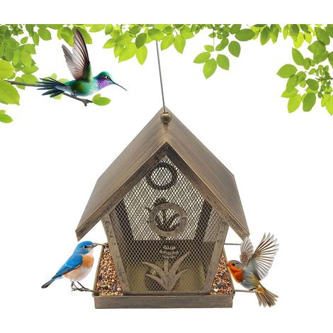 Comedero colgante para pájaros de exterior, gran capacidad, apto para aves silvestres. (1/4)