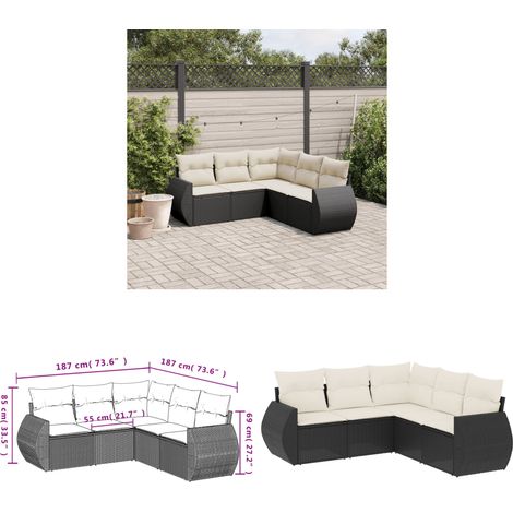 Salon de jardin 5 pcs avec coussins noir résine tressée - Ensemble Salon De Jardin - Mobilier De Jardin - Canapé Extérieur - Set Salon Exterieur - Fauteuil Pliable - Home & Living (1/3)