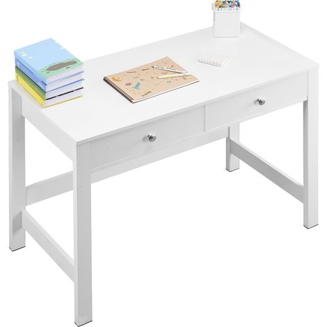 VEVOR Piccola Scrivania con Cassetto, Semplice Tavolo da Lavoro in Legno per Disegnare, Leggere, Tavolo da Lavoro Rettangolare con Spazio di Archiviazione, per Ufficio Studio, Bianco