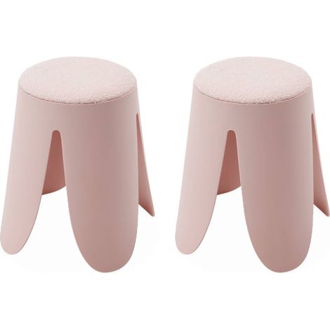 sweeek - 2er Set stapelbare Hocker, strukturierter Bouclébezug