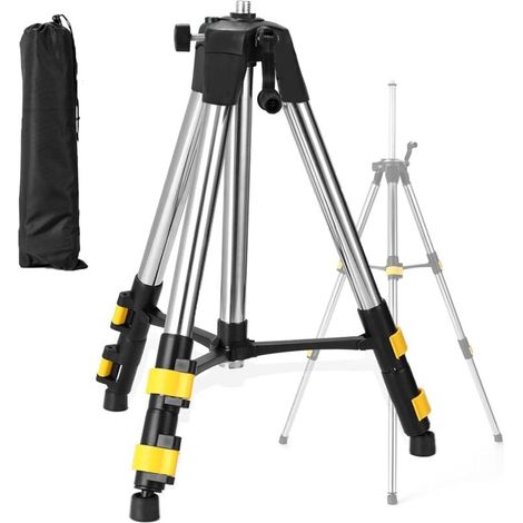 1.2M Trépied de Niveau Laser, Filetage 5/8", Trépied d'Arpentage Robuste pour Scanner Niveau Laser de Construction, Pieds Rétractables (1/4)