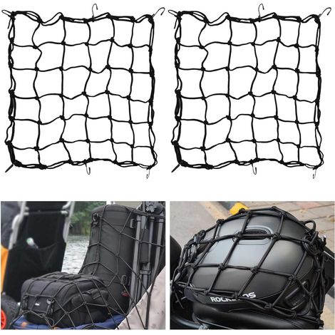 Filet et bagage Araignée Moto, 2 Pièces Élastique, Tendeur Vélo 50 X 50cm, Sangle pour Fixer Casque et Bagages (1/5)