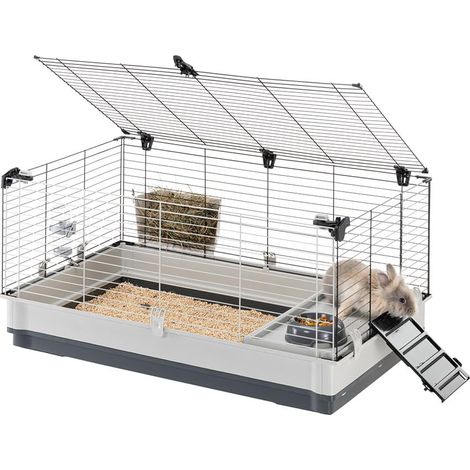 Ferplast Gabbia per Conigli KROLIK LARGE, Gabbia per Porcellini d'India e Piccoli Animali, Casetta e Accessori inclusi (1/5)