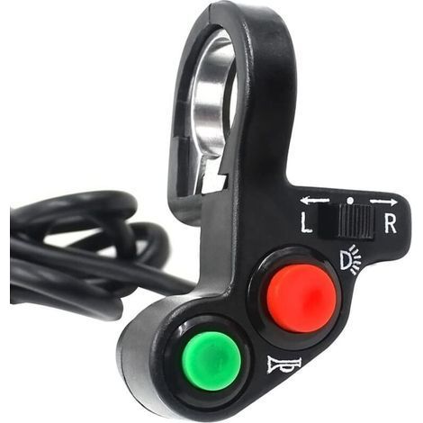 Interrupteur multifonction pour moto 7/8' (22 mm) – Klaxon, clignotants gauche/droit – Installation facile – DC 12-85V (1/4)