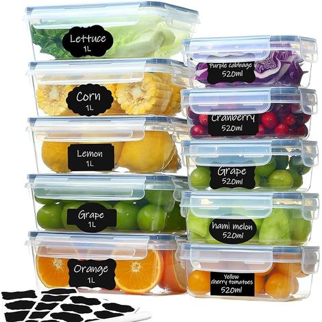 boîtes hermétiques alimentaires avec couvercle, 1 L + 520 ml, empilables, pour meal prep, frigo, congélateur et micro-ondes (1/5)