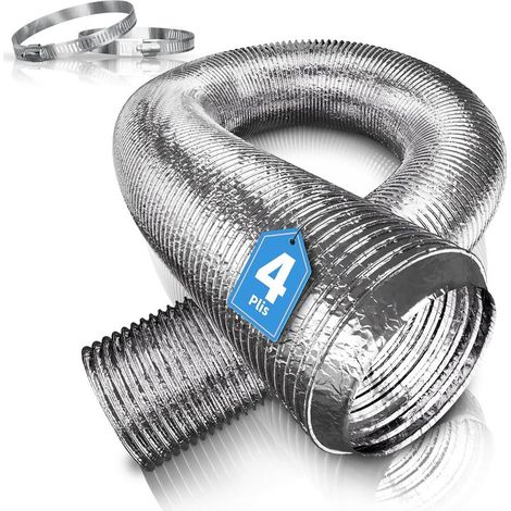 150mm Tuyau de Ventilation Flexible Alu, Conduit d'air 4 Couches Résistant à la Chaleur avec Colliers de Serrage pour Climatiseur Mobile, Sèche-linge, Hotte Aspirante, HVAC 150mm x 3m (1/5)