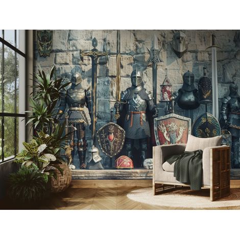 Papier peint medieval collection d armures et armes anciennes - 400 x 260 cm (1/2)