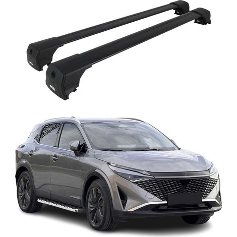 OMAC Barres de toit en aluminium pour Nissan Qashqai J12 2021-2026 – City Crash – ISO/PAS 11154:2006 – Antivol inclus – Charge max 75 kg – 2 barres Noir (1/4)
