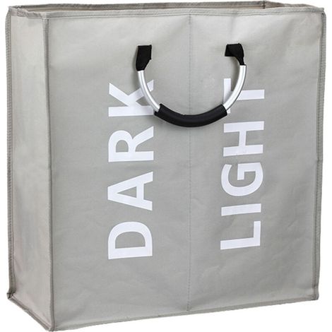 Panier à Linge Double avec Couvercle et Sacs à Linge Amovibles, Grand Panier Divisé, Panier à Linge Pliable en 2 sections pour la Chambre à Coucher, la Salle de Bain, la Buanderie, Gris (1/5)
