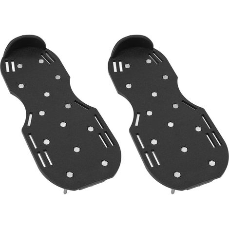 Chaussures à pointes pour aérateur de pelouse, en plastique et alliage de zinc, avec boucles et sangles réglables (noir). (1/5)