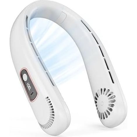 Ventilateur de Cou - 5000mAh Ventilateur Cou Portable USB,3 Vitesses,Flux d'Air à 360°,Neck Fan sans Pales,Écran LED,Type-C,Ventilateurs Personnel Léger pour Intérieur Sport Voyage Camping (1/5)