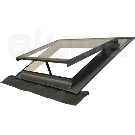 Lucernario - Finestra per tetto in Legno e Alluminio con Vetro Temperato Antigrandine 4 mm (55x45 Base x Altezza) (1/5)
