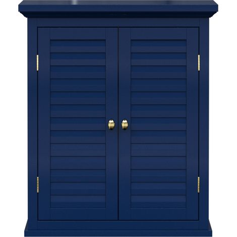 Elegant Home Fashions Glancy Wandschrank 2 Türen Navy Lamellenoptik