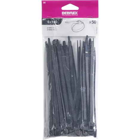 DEBFLEX - COLLIER AUTOBLOCANT 6X180 MM NOIR SACHET DE 50 - 709023 (1/3)