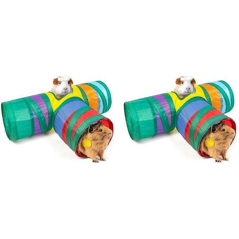 Set mit 2 Hamsterspielzeugen, Rattentunnel, Meerschweinchentunnel, Kleintierspielzeug, Hamsterspielzeug, 3-teiliger faltbarer Tunnel (1/5)