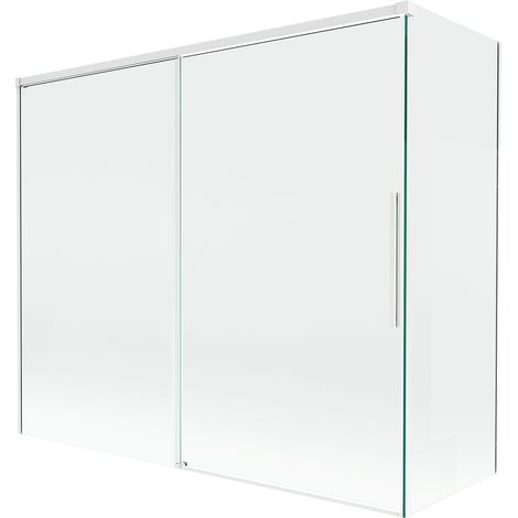 Mexen Rox parete per vasca da bagno a 2 ante scorrevoli 180 + 80 x 150 cm, trasparente, bianco - 8C9-180-080-20-00