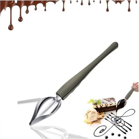2 Pièces Cuillères de Dessin Cuillères à Dessert Décoratif Cuillère à Chocolat Gâteau en Acier Inoxy Cuillères à Crayons avec Bec Effilé pour Décoration de Nourriture Sushi Cuisson Dessert(petit) (1/4)