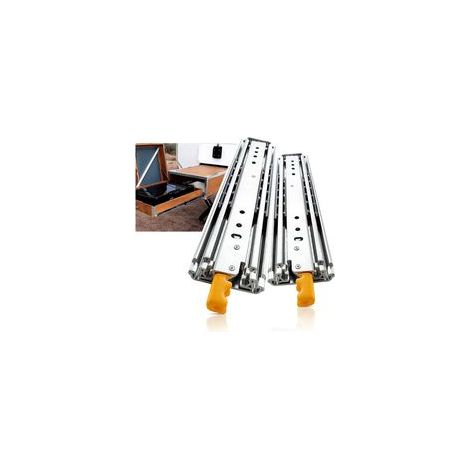 Glissières de tiroir 55cm – Serrure verrouillable – Roulement à billes – Charge maximale 150 lb – Montage latéral – 1 paire (1/4)