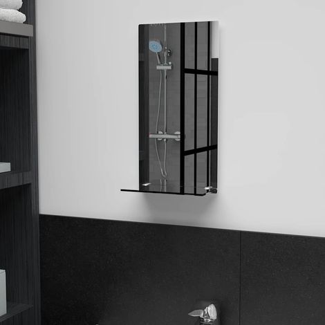 Miroir mural avec étagère 20×40 cm en verre trempé (1/5)