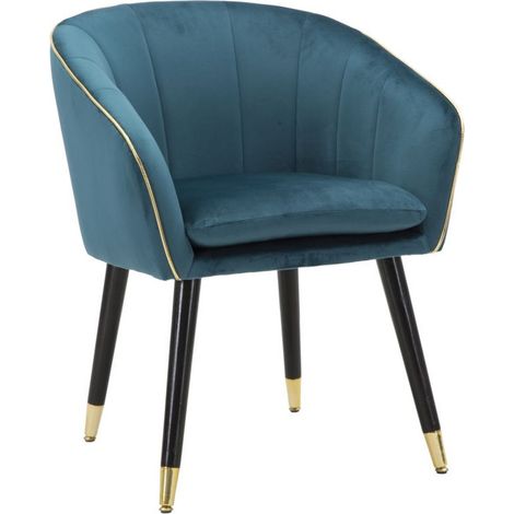 Poltrona Paris ottanio e gold in tessuto con gambe dorate – 62 x 58 x H 78 cm (1/5)