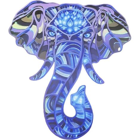 Mandala Yoga Room Night Light, Mandala Applique Murale Multicouche Découpée Au Laser Sculpté LED Élégant Mandala Suspendu MDF Panneaux Lampe Décoration (l'éléphant) (1/5)