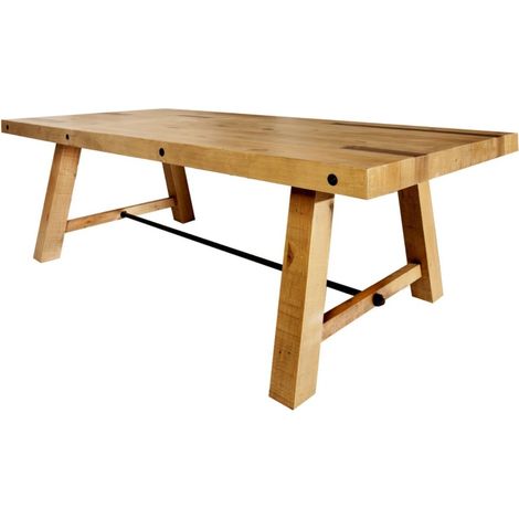 Mesa de comedor RANCHO – Madera de pino reciclado barnizado – 240 cm – Estilo rústico