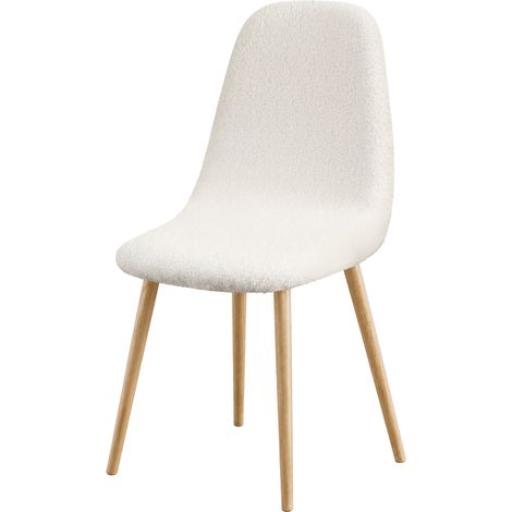 Housse de chaise scandinave extensible en tissu bouclette Naturel 40x50 cm