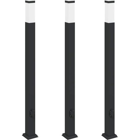 Balizas de luz con toma de corriente, 3 unidades, 110 cm, color negro, IP44 vidaXL