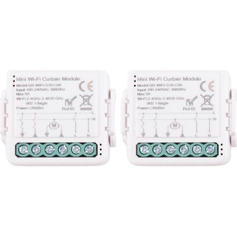 2 modules de commande Tuya Smart WiFi pour rideaux motorisés à enroulement, compatibles avec l'application Smart Life et contrôlables à distance. (1/5)