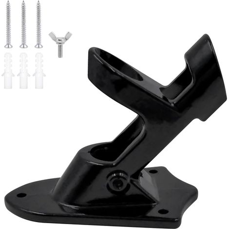 Support de mât de drapeau, matériel de montage mural, pour l'extérieur de la maison, pour montage de drapeau, support de drapeau coupe-vent, avec 4 vis de fixation (noir)