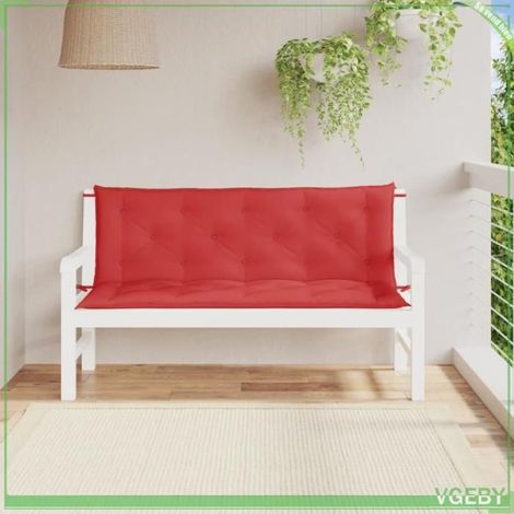 361703 Coussins de banc jardin lot de 2 rouge 150x50x7 cm tissu Oxford (1/5)