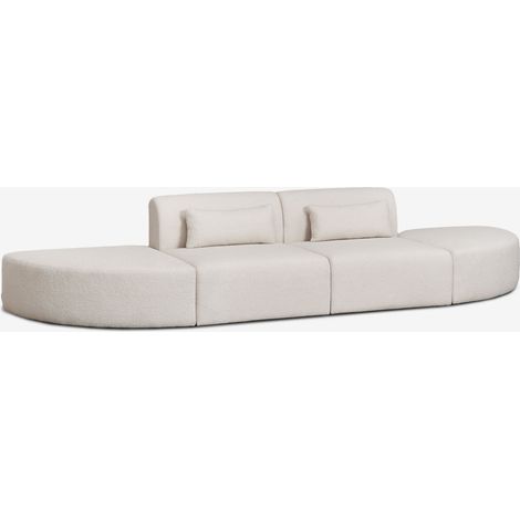 SKLUM Modulares 2-teiliger Sofa mit 2 dreieckigen Hockern in Borjan-Schaffell