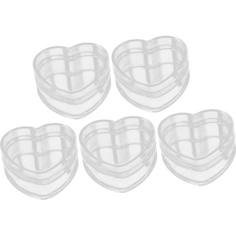 Lot De 5 Boîtes De Rangement Transparentes De Cœur, Petite Boîte Bijoux Multifonction, Usage Présent Fête, Coloris Transparent, Design Compact Pour Organisation Élégante (1/5)