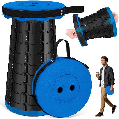 Tabouret de camping extérieur réglable petit tabouret en plastique léger pour faire la queue chaise de pêche portable tabouret pliant télescopique siège compact durable randonnée jardin barbecue (1/5)