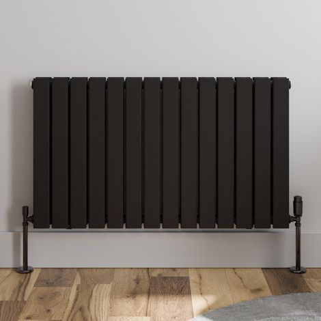 Black Flat Panel Designer Radiator Vertical Horizontal 600 x 1064mm Double Panel (1/5)