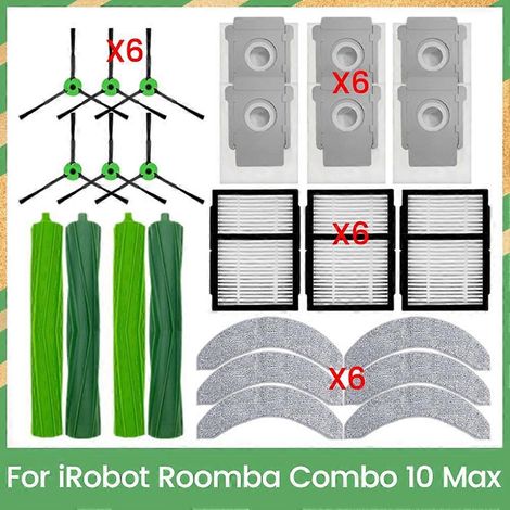 Brosse principale, filtre HEPA, lingette et sac à poussière pour iRobot Roomba Combo 10 Max - Pièces détachées et accessoires de nettoyage performants (1/5)