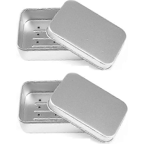 Lot de 2 porte-savons en aluminium avec égouttoir, résistants à l'humidité et à la rouille, pour la maison ou les voyages. (1/5)