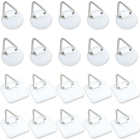 Pair Lot de 20 supports adhésifs invisibles de 2,5 cm, supports verticaux adhésifs pour plaques murales, plaques murales pour assiettes, tableaux, art décoratif (blanc)